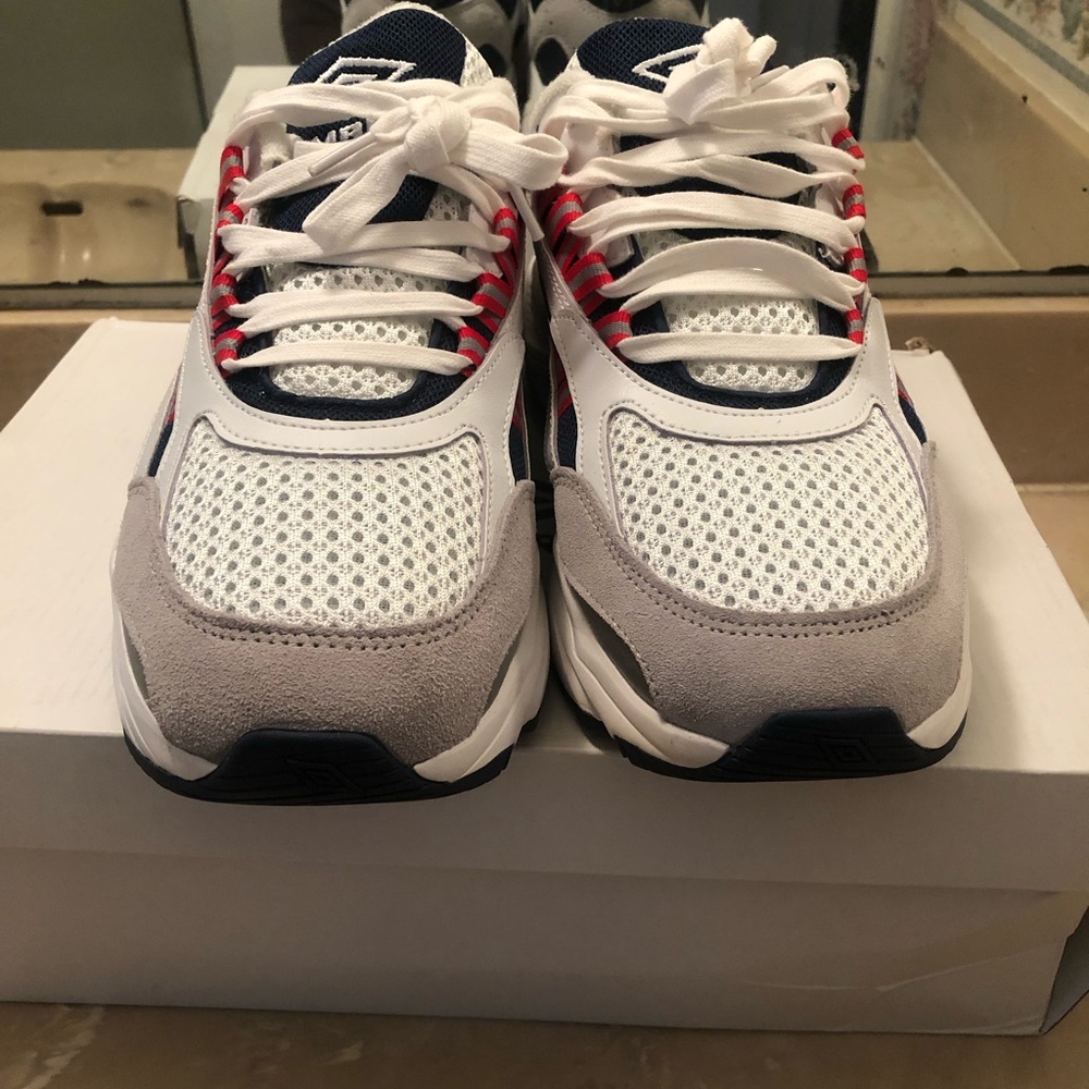 Umbro White, Navy and Red Athletic Sneakers